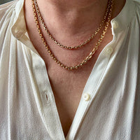 Vintage Chunky Biker Link Necklace in 14k Gold - Signed BNH - 17.8 Inch length