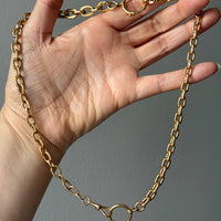 18k Gold Antique Biker Link Watch Chain Necklace Extender or Bracelet with Large Bolt Clasp - 11.2 inch length