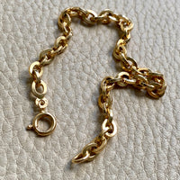 Vintage Italian UnoAErre Biker Link Chain Bracelet in 18k Gold - 7 inch length