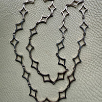 PUIG DORIA Spanish Vintage Chunky Silver Astroid Diamond Link Necklace - 34 inch length