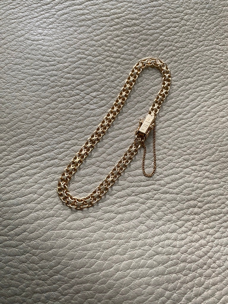 1962 Slender x-link bracelet in 18k gold - Vintage from Stockholm, Sweden - 7.5 inch length