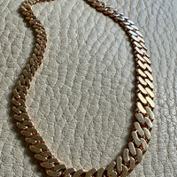 Luxurious Vintage Swedish 18k gold pressed curb link necklace, graduated width - 16.8 inch length