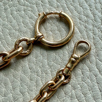 18k Gold Antique Rounded Biker Link Watch Chain Necklace Extender or Bracelet with Large Bolt Clasp - 9.2 inch length