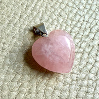 Rose Quartz Heart Pendant in Sterling Silver – 1.4 Inch Drop