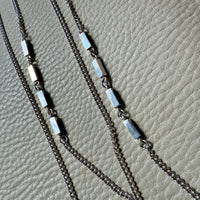 Fabulous 1975 Sterling Silver EXTRA LONG Curb Chain with Bar Link Necklace - 50.5 inch length