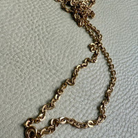 Italian Midcentury era Vintage Flat Oval link long chain in 18k gold - 32.3 inch length