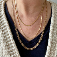 Geometric gold bar link necklace - 18k gold - 21 inch length