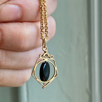 18k Gold and Black Onyx Articulated Spinner 5-sided Pentagram - Charm or Pendant