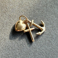 14k Gold Vintage Faith Hope Charity charm or pendant