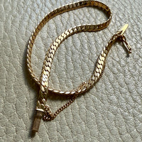 EXCELLENT! Vintage Swedish 18k Gold Tight Curb Bracelet with Safety Chain - 7 inch length