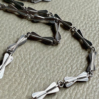 Unique! Chunky Long Sterling Silver Vintage Bow Link Necklace - 35 inch length