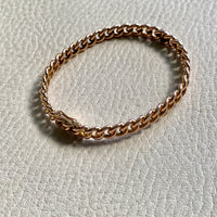 Vintage Hinged Rigid Curb Link Bangle Bracelet in Rosy 14k Gold - 6.75 inch interior