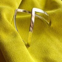 Vintage double-wishbone style bangle in solid sterling silver - 8 inch interior