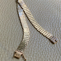 14k gold Danish brick link bracelet - textured and reversible - 7.75 inch length