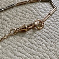 Antique 19 inch 9k gold watch chain necklace with dogclip