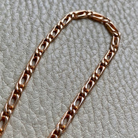 Portuguese Vintage 19.2 Karat Rose Gold Unique Oblong Curb Link Bracelet - 8 inch length