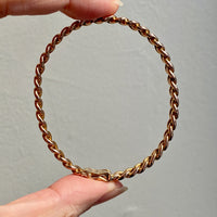 Vintage Hinged Rigid Curb Link Bangle Bracelet in Rosy 14k Gold - 6.75 inch interior