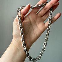 Antique Puffy Oval link Silver Chain with push clasp - 18” length