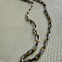 UNIQUE Chunky Sterling Silver with Alternating Gilt Links - Taxco Link Necklace - 24 inch length