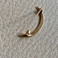 14k Gold Antique Graduated Seed Pearl Crescent Moon Brooch - Medium