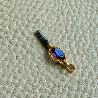 1830 Antique 18k Gold and Purple Amethyst Articulated Pocket Watch Key Pendant Fob