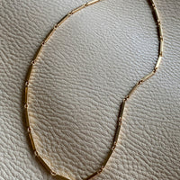 Modernist 18k solid gold bar link chain necklace - Made in 1961 - 17.5 inch length