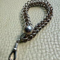 Danish Vintage Sterling Silver Open Foxtail Link Bracelet with Dog Clip - 9 inch adjustable length