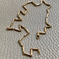 Vintage Italian 18k Gold Tubular Bar Link Necklace - 16.5 inch length