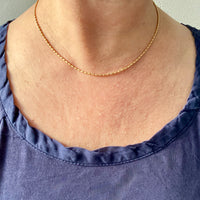 Dainty gold coil link necklace - 18k gold - 16.5 inch length - Italian vintage