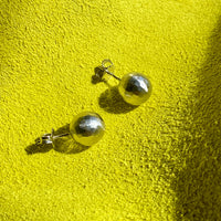 Awesome! Vintage Portuguese 19.2k White Gold Faceted Orb Stud Earrings
