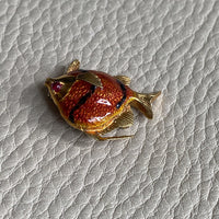 18k Gold Tropical Fish Brooch with Enamel Detail and Ruby Eye