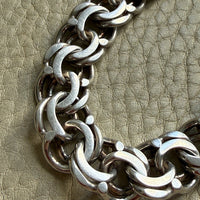 Heavy Swedish Double Link Curb Silver Bracelet by Victor Janson – 7.5 inch length