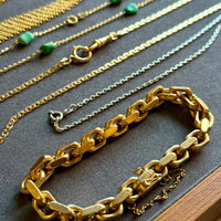 CHONK! 1911 Swedish Antique 18k gold Biker Link Bracelet 8mm width - 7.1 inch interior circumference