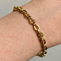 Vintage Italian UnoAErre Biker Link Chain Bracelet in 18k Gold - 7 inch length