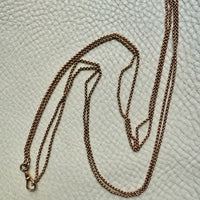 Circa 1900 Antique 18k Gold Longuard Rolo Link Chain with Dog Clip - 30.5 inch doubled necklace length