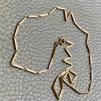 Geometric gold bar link necklace - 18k gold - 21 inch length