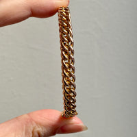 Vintage Hinged Rigid Curb Link Bangle Bracelet in Rosy 14k Gold - 6.75 inch interior