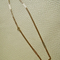 Vintage 18k Yellow Gold Bar and Curb Chain Necklace - 17.5 inch length