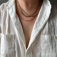 RARE Midcentury Era 14k gold Graduated Biker Link Necklace Signed Edvin Einar & C Larsen - 17.8 inch length