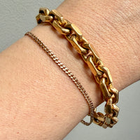 Victorian era 18k gold skinny pressed curb bracelet - 7.3 inch length