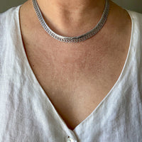 Silver Handmade Crosshatch Link Necklace - 17.1 inch length
