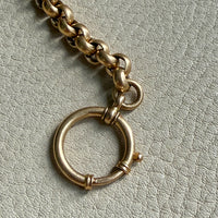 Antique 18k Gold Rolo Link Watch chain Necklace Setup with Large Bolt clasps - 21.75 inch total length