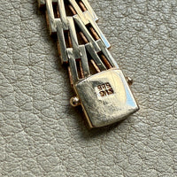 Vintage Scandinavian V Link Bracelet in 14k Gold Signed SV Glymerrs - 7.4 inch length