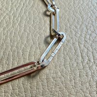 SPECIAL 1975 Sterling Silver Alternating Long and Round Link Chain Necklace - 31 inch length