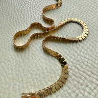 Vintage Italian Hexagon Mirror Link Chain Necklace 18k Gold – 16.75 Inch Length