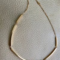 Geometric tubular handmade gold bar link necklace - 18k gold - Swedish 1960s era