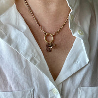 1891 Antique 18k Gold Watch Chain Necklace with Large Bolt Clasp - 18 inch length