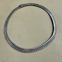 Silver Handmade Crosshatch Link Necklace - 17.1 inch length