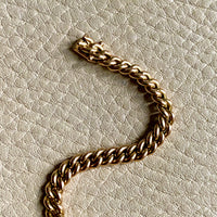 Italian vintage - Dense round curb link bracelet in 18k yellow gold - 7.25 inch length