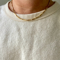 Vintage Italian 18k Gold Tubular Bar Link Necklace - 16.5 inch length